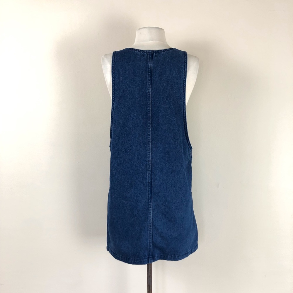 vintage 90s denim overalls dress cotton y2k jean mini pinafore jumper bib grunge - Picture 5 of 9